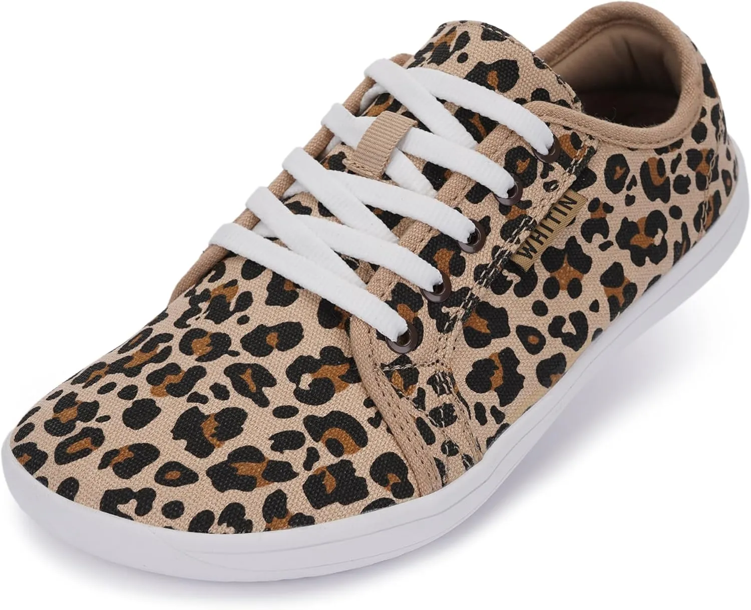 WHITIN Women's Canvas/Leather Barefoot Shoes | Wide Width Minimalist Sneakers | Classic Fit Low Top
