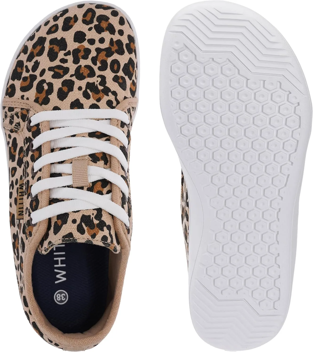 WHITIN Women's Canvas/Leather Barefoot Shoes | Wide Width Minimalist Sneakers | Classic Fit Low Top