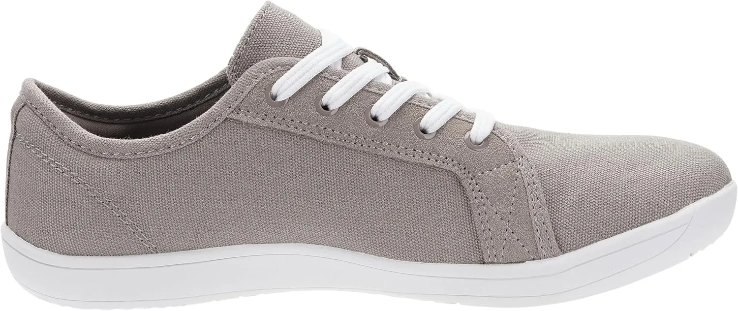 WHITIN Women's Canvas/Leather Barefoot Shoes | Wide Width Minimalist Sneakers | Classic Fit Low Top