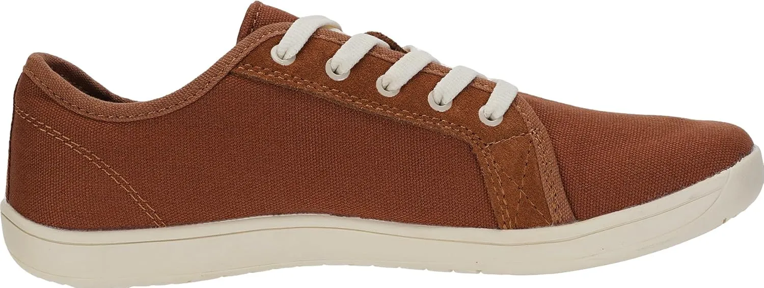 WHITIN Women's Canvas/Leather Barefoot Shoes | Wide Width Minimalist Sneakers | Classic Fit Low Top
