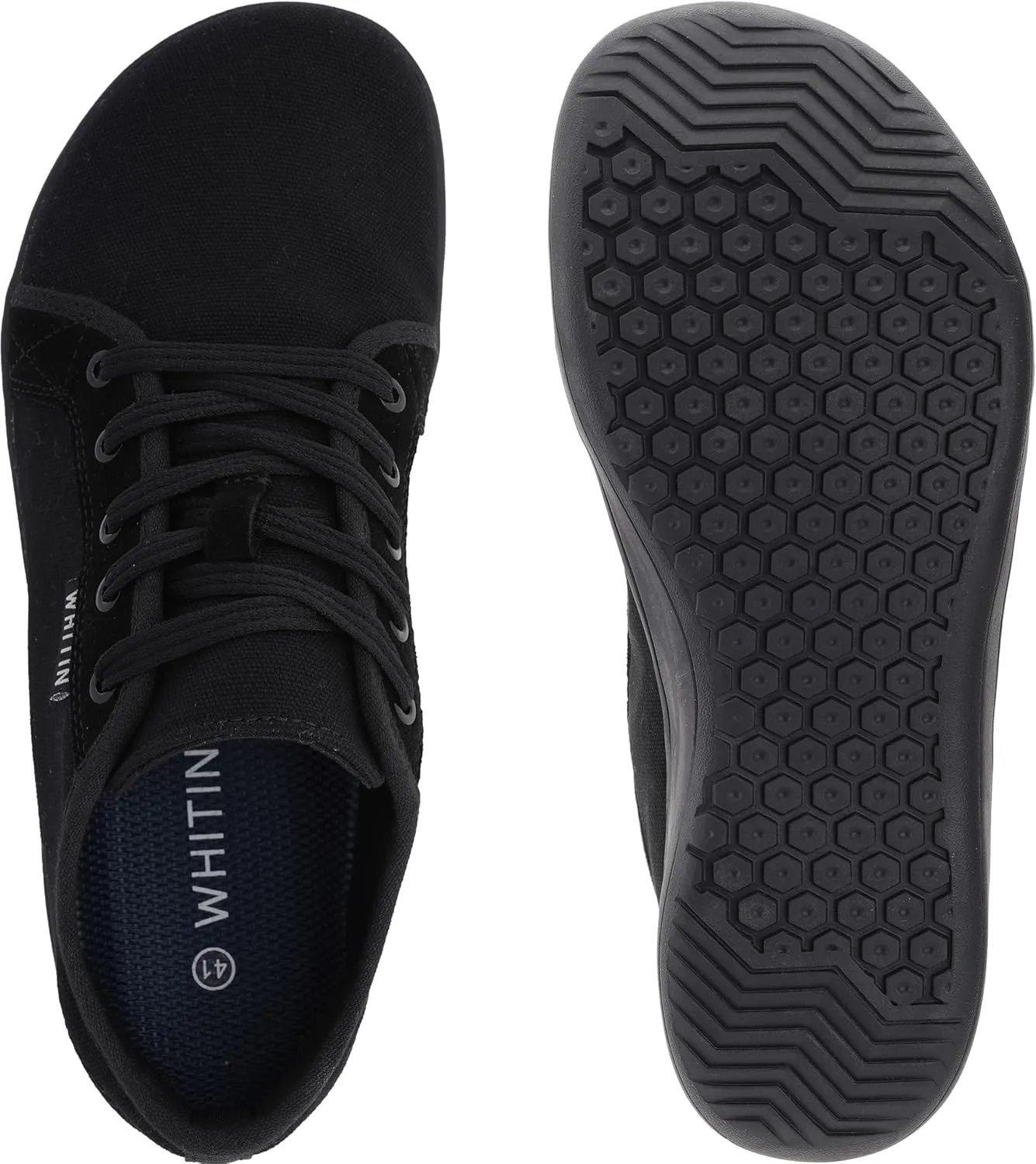 WHITIN Women's Canvas/Leather Barefoot Shoes | Wide Width Minimalist Sneakers | Classic Fit Low Top