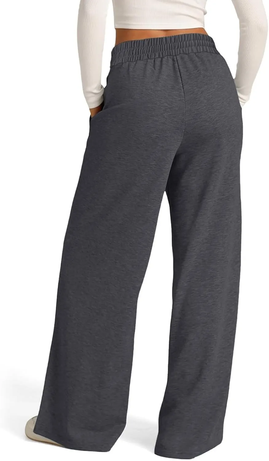 Wide Leg Sweatpants Women Drawstring High Waisted Joggers Casual Y2k Trouser Sweat Palazzo Pants with Pockets