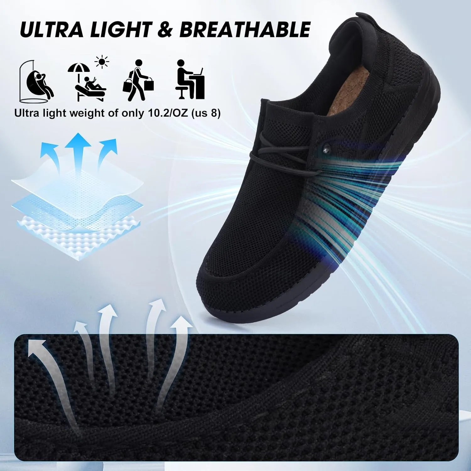 Wide Toe Box Shoes for Men Extra Wide Width Diabetic Shoes Men's Loafers & Slip-ons Arch Support Plantar Fasciitis Walking Loafers