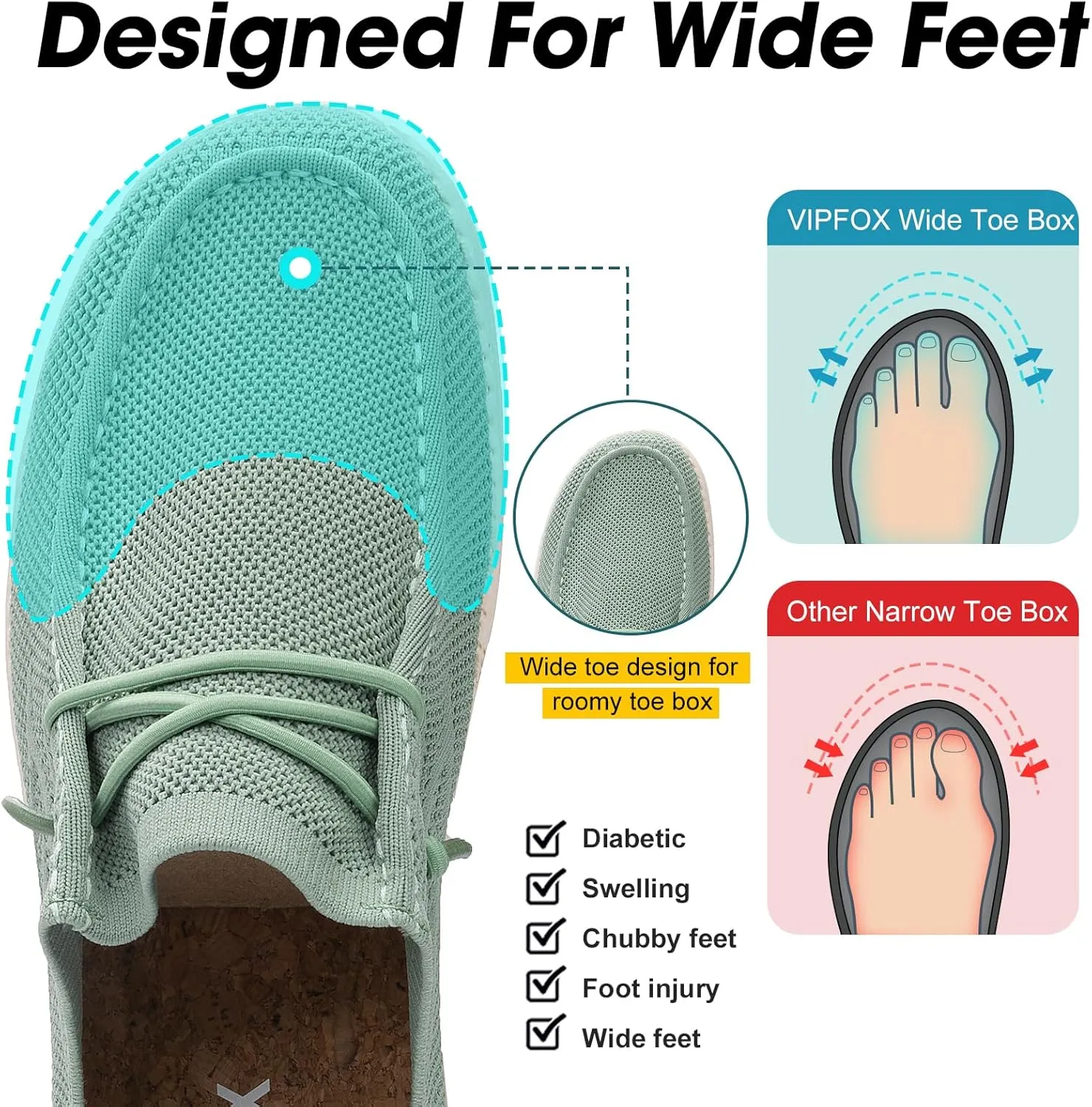 Wide Toe Box Shoes for Men Extra Wide Width Diabetic Shoes Men's Loafers & Slip-ons Arch Support Plantar Fasciitis Walking Loafers