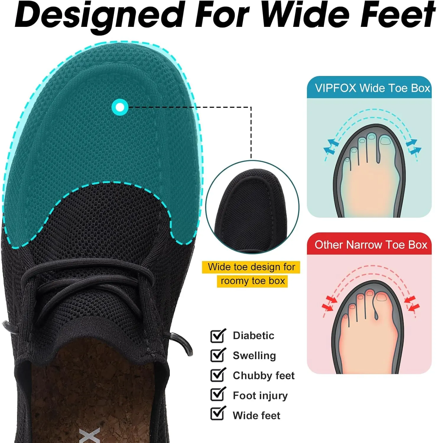 Wide Toe Box Shoes for Men Extra Wide Width Diabetic Shoes Men's Loafers & Slip-ons Arch Support Plantar Fasciitis Walking Loafers