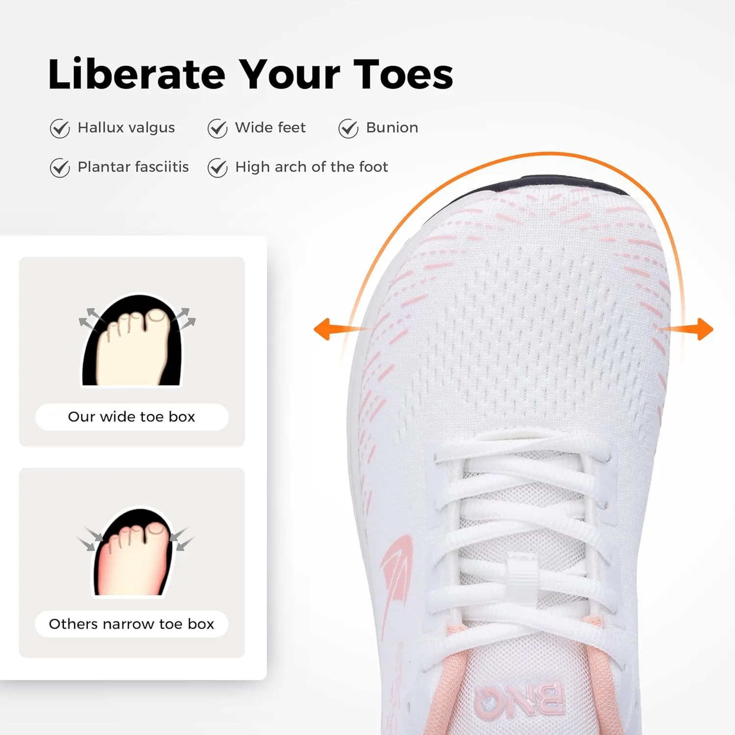 Wide Toe Box Shoes for Women Air Running Plantar Fasciitis Shoe Arch Support Walking Tennis Orthotic Breathable Extra Wide Width Athletic Sneakers US6-11