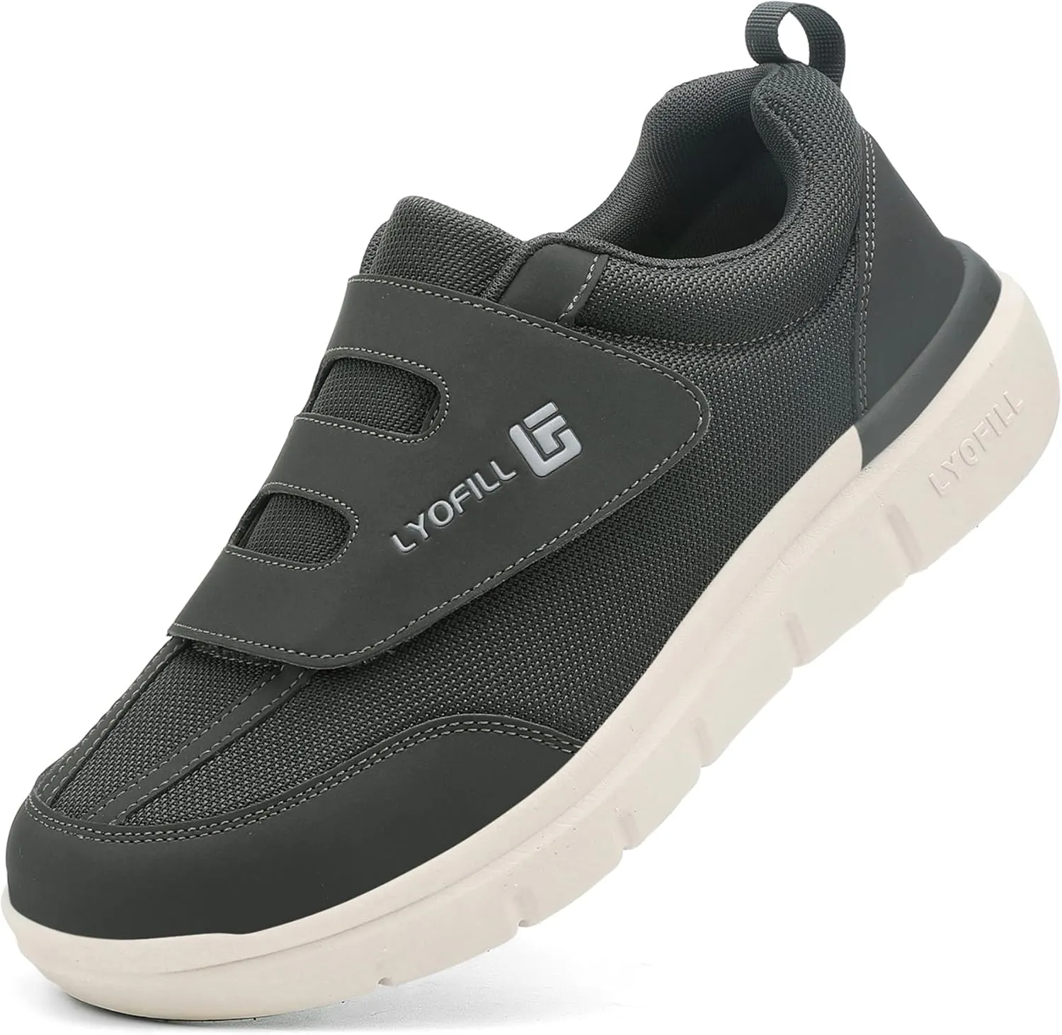 Wide Toe Box Walking Shoes Men Lace-Free Adjustable Extra Wide Width Sneaker Slip on Loafers Diabetic Shoes with Arch Support for Swollen Feet Pain Relief