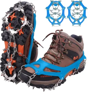 WIN.MAX Crampons for Shoes, Traction Cleats Ice Snow Grips with 19 Stainless Steel Spikes, Shoe Talons Anti - Slip Boots Spikes for Walking, Jogging, Climbing and Hiking