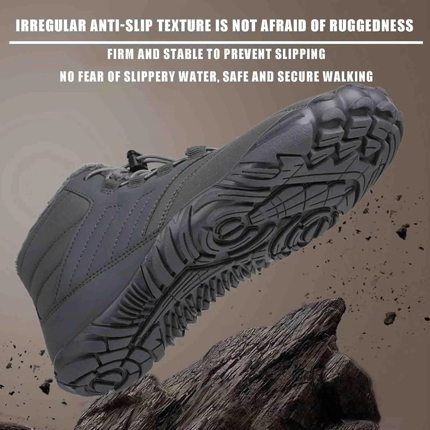 Winter Barefoot Hiking Boots, Men's Women's Hike Footwear, Five Finger Minimalist Shoes