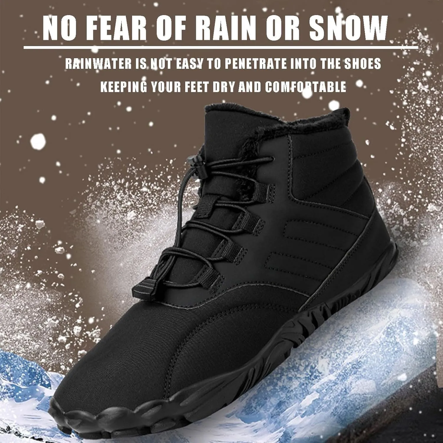 Winter Barefoot Hiking Boots, Men's Women's Hike Footwear, Five Finger Minimalist Shoes