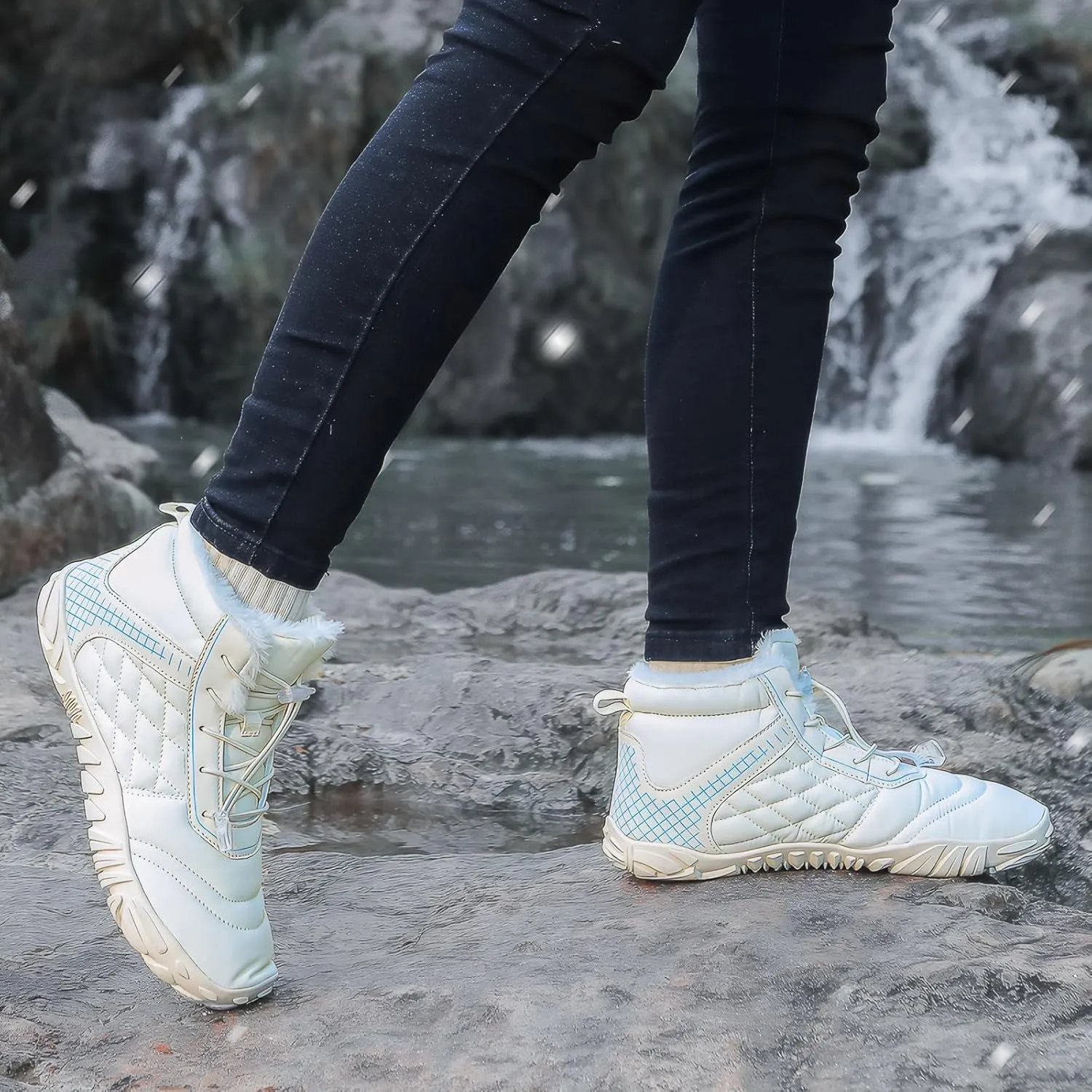 Winter Barefoot Shoes Snow Boots for Women & Men – Warm Fur Lined Hike Barefoot Footwear Lightweight Water-Resistant Ankle Boots