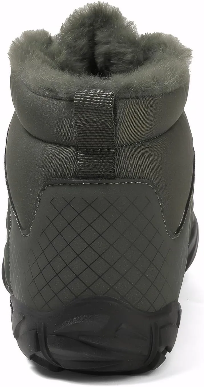 Winter Barefoot Shoes Snow Boots for Women & Men – Warm Fur Lined Hike Barefoot Footwear Lightweight Water-Resistant Ankle Boots