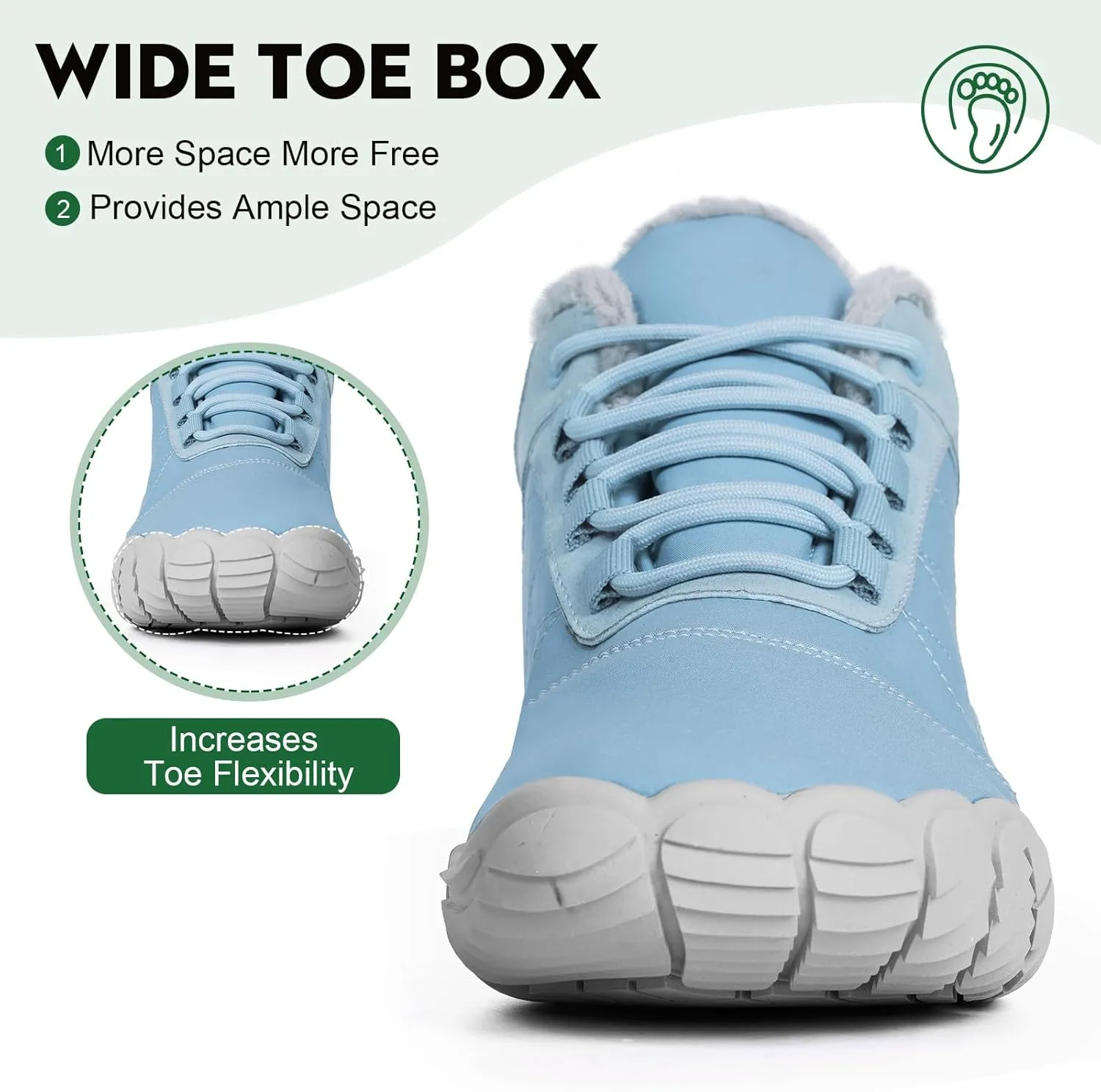 Winter Barefoot Shoes Snow Boots Women Men, Winter Warm Casual Snow Cold Boot Hiking Barefoot Womens Mens, Wide Toe Box Ankle Boot Five Finger Zero Drop Snow Booties Hike Shoes