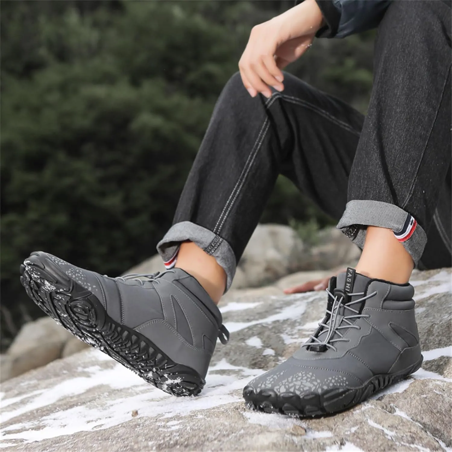 Winter Hike Barefoot boot Shoes for Women Men Waterproof Fleece warmth hiking boots Wide Toe Box Walking shoes