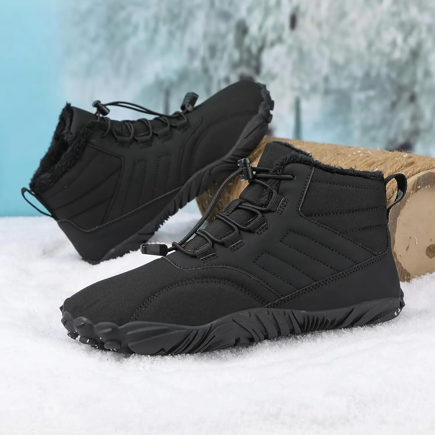 Winter Hike Barefoot Boots Womens,Minimalist Warm Zero Drop Snow Boot Slip On Barefoot Footwear Men Wide Waterproof hike barefoot shoes women