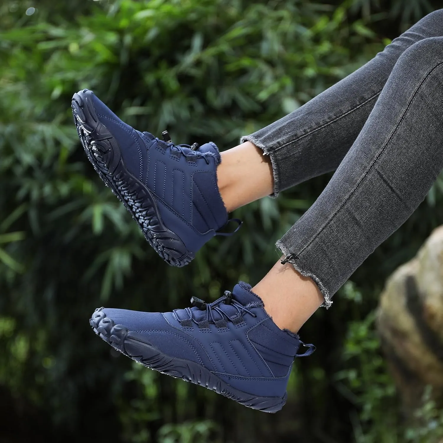 Winter Hike Barefoot Boots Womens,Minimalist Warm Zero Drop Snow Boot Slip On Barefoot Footwear Men Wide Waterproof hike barefoot shoes women