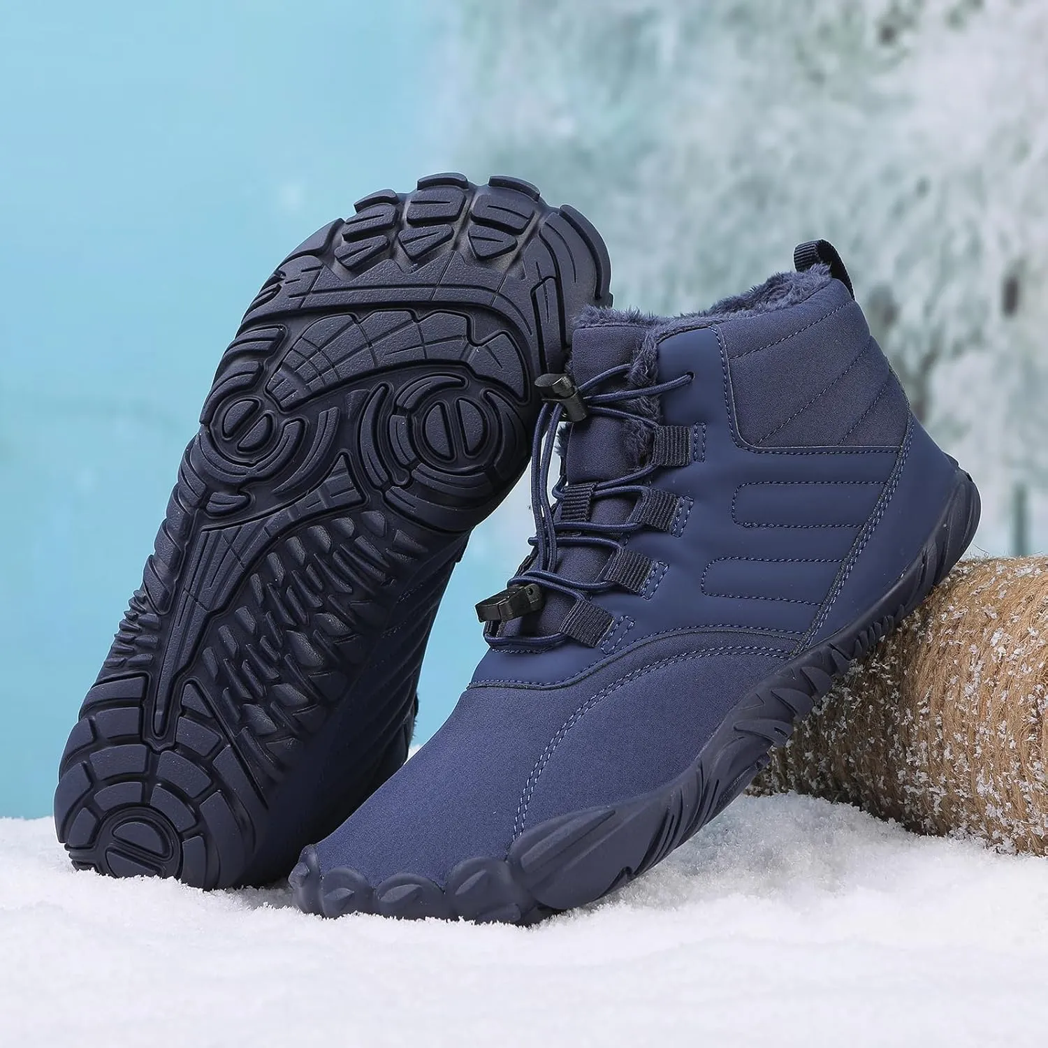Winter Hike Barefoot Boots Womens,Minimalist Warm Zero Drop Snow Boot Slip On Barefoot Footwear Men Wide Waterproof hike barefoot shoes women