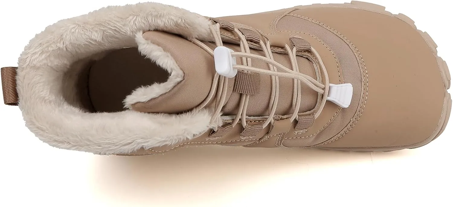 Winter Hike Barefoot Boots Womens,Minimalist Warm Zero Drop Snow Boot Slip On Barefoot Footwear Men Wide Waterproof hike barefoot shoes women