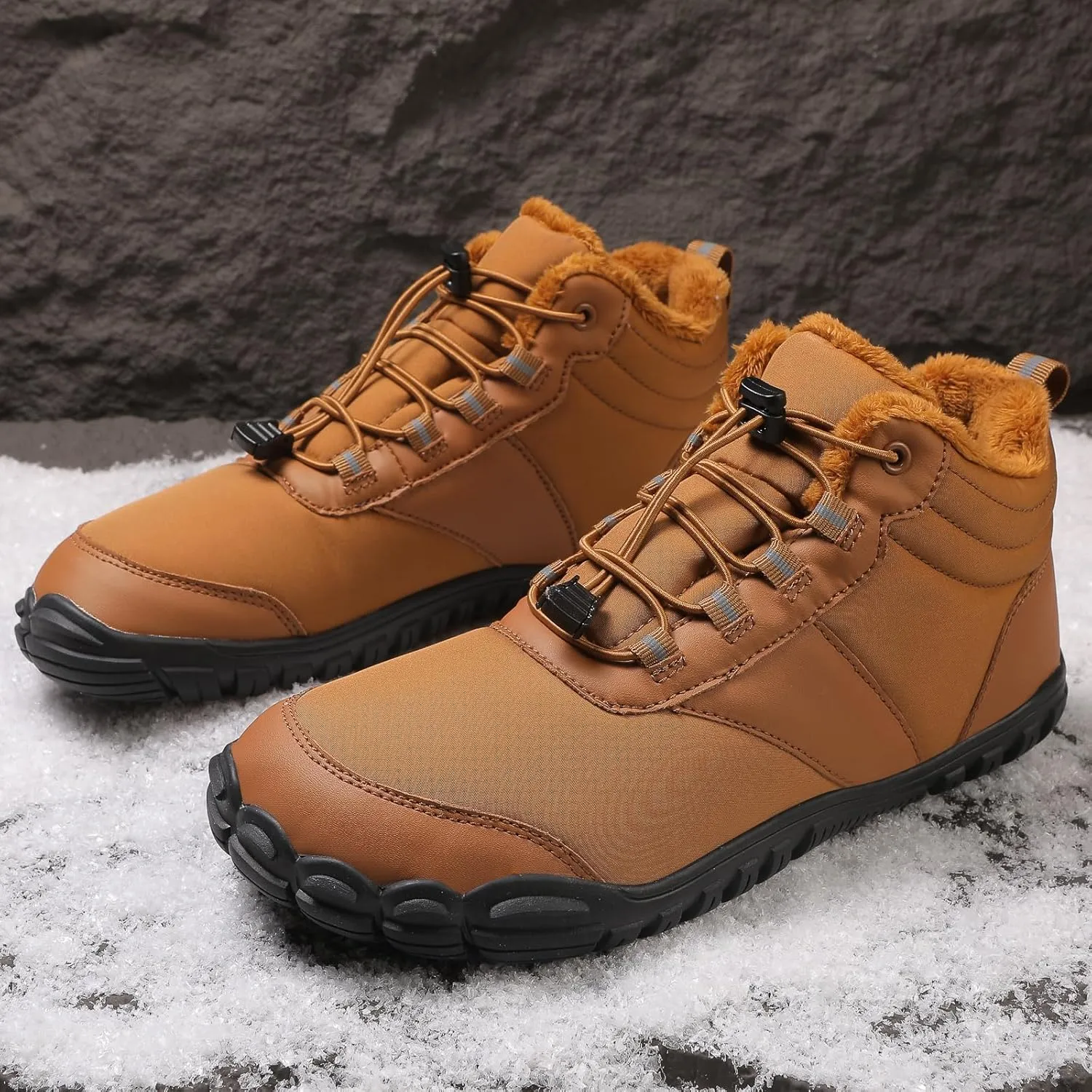 Winter Hike Barefoot Boots Womens,Minimalist Warm Zero Drop Snow Boot Slip On Barefoot Footwear Men Wide Waterproof hike barefoot shoes women
