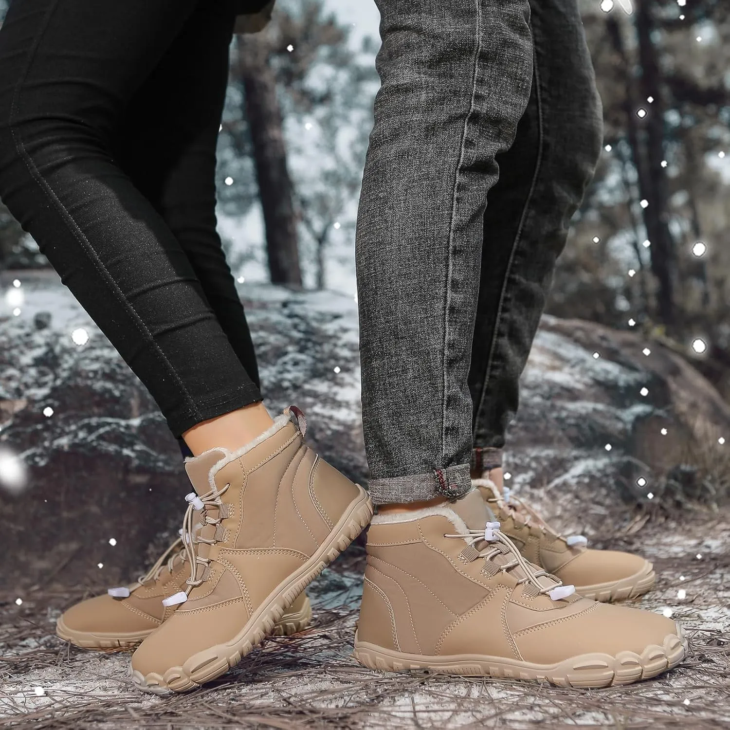 Winter Hike Barefoot Boots Womens,Minimalist Warm Zero Drop Snow Boot Slip On Barefoot Footwear Men Wide Waterproof hike barefoot shoes women