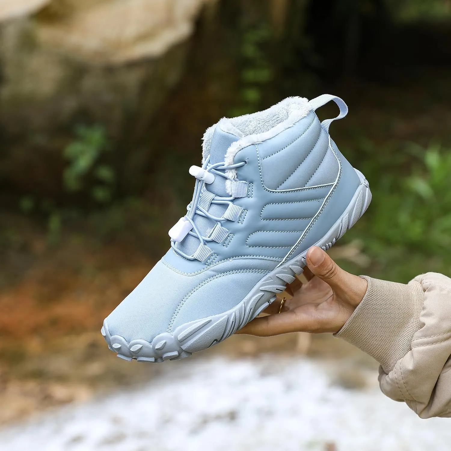 Winter Hike Barefoot Boots Womens,Minimalist Warm Zero Drop Snow Boot Slip On Barefoot Footwear Men Wide Waterproof hike barefoot shoes women
