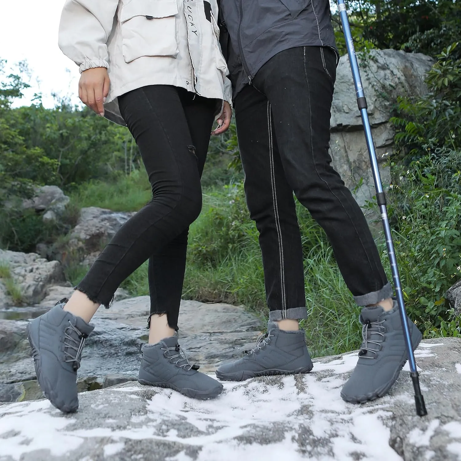 Winter Hike Barefoot Boots Womens,Minimalist Warm Zero Drop Snow Boot Slip On Barefoot Footwear Men Wide Waterproof hike barefoot shoes women