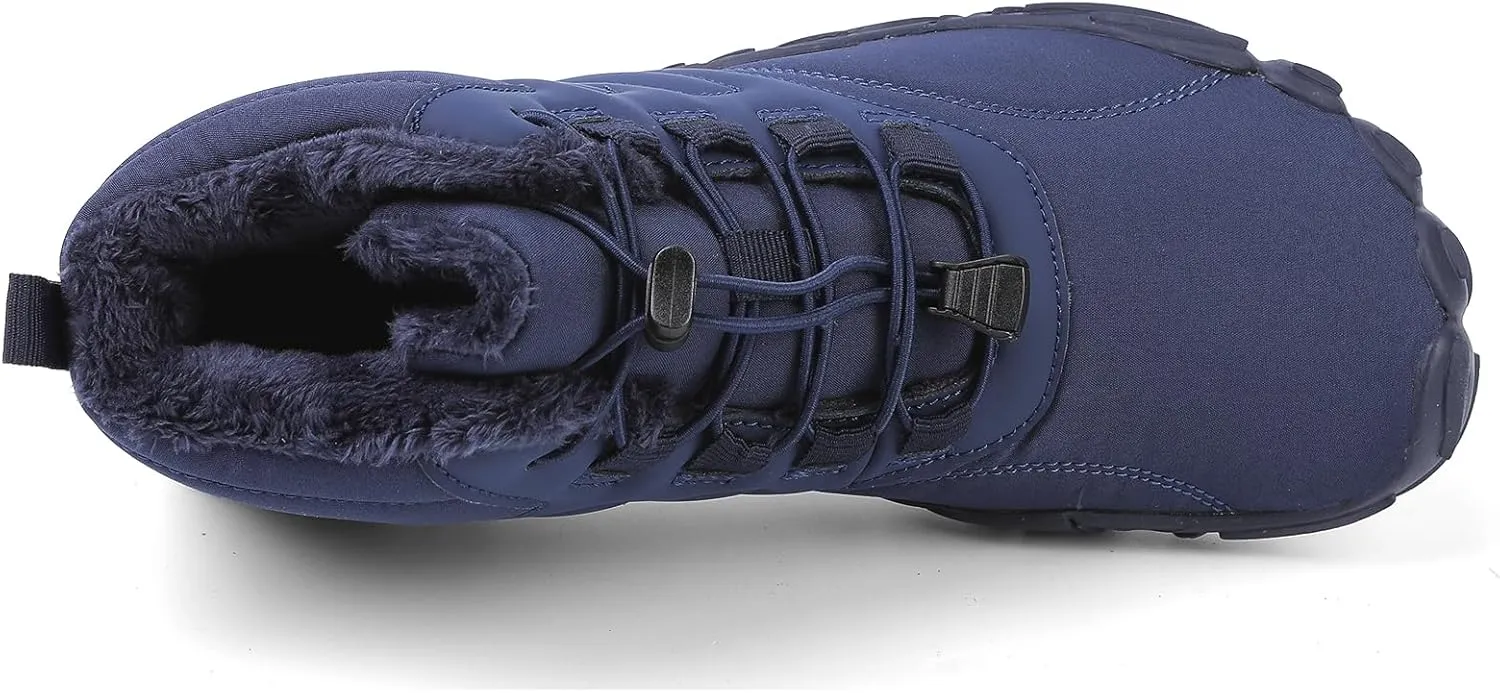 Winter Hike Barefoot Boots Womens,Minimalist Warm Zero Drop Snow Boot Slip On Barefoot Footwear Men Wide Waterproof hike barefoot shoes women