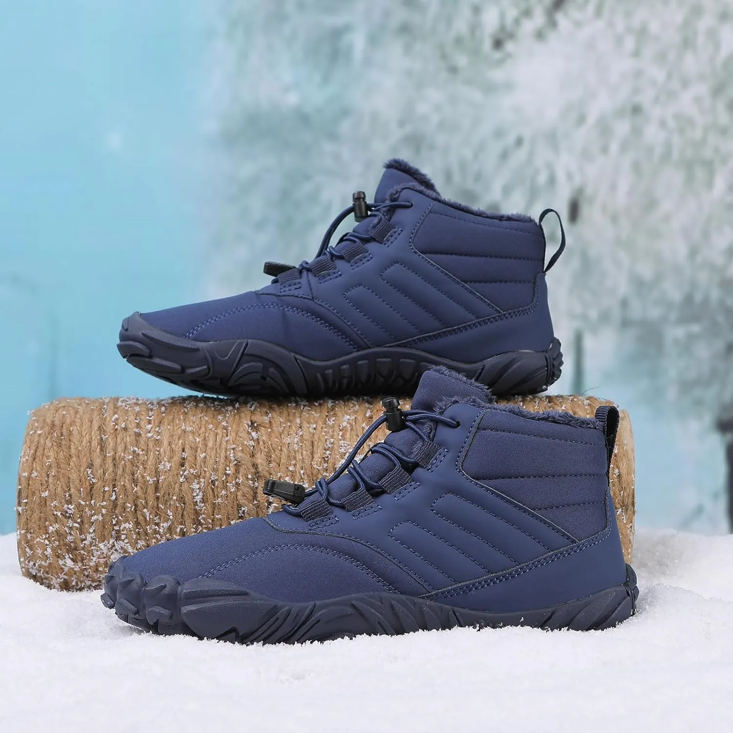 Winter Hike Barefoot Boots Womens,Minimalist Warm Zero Drop Snow Boot Slip On Barefoot Footwear Men Wide Waterproof hike barefoot shoes women