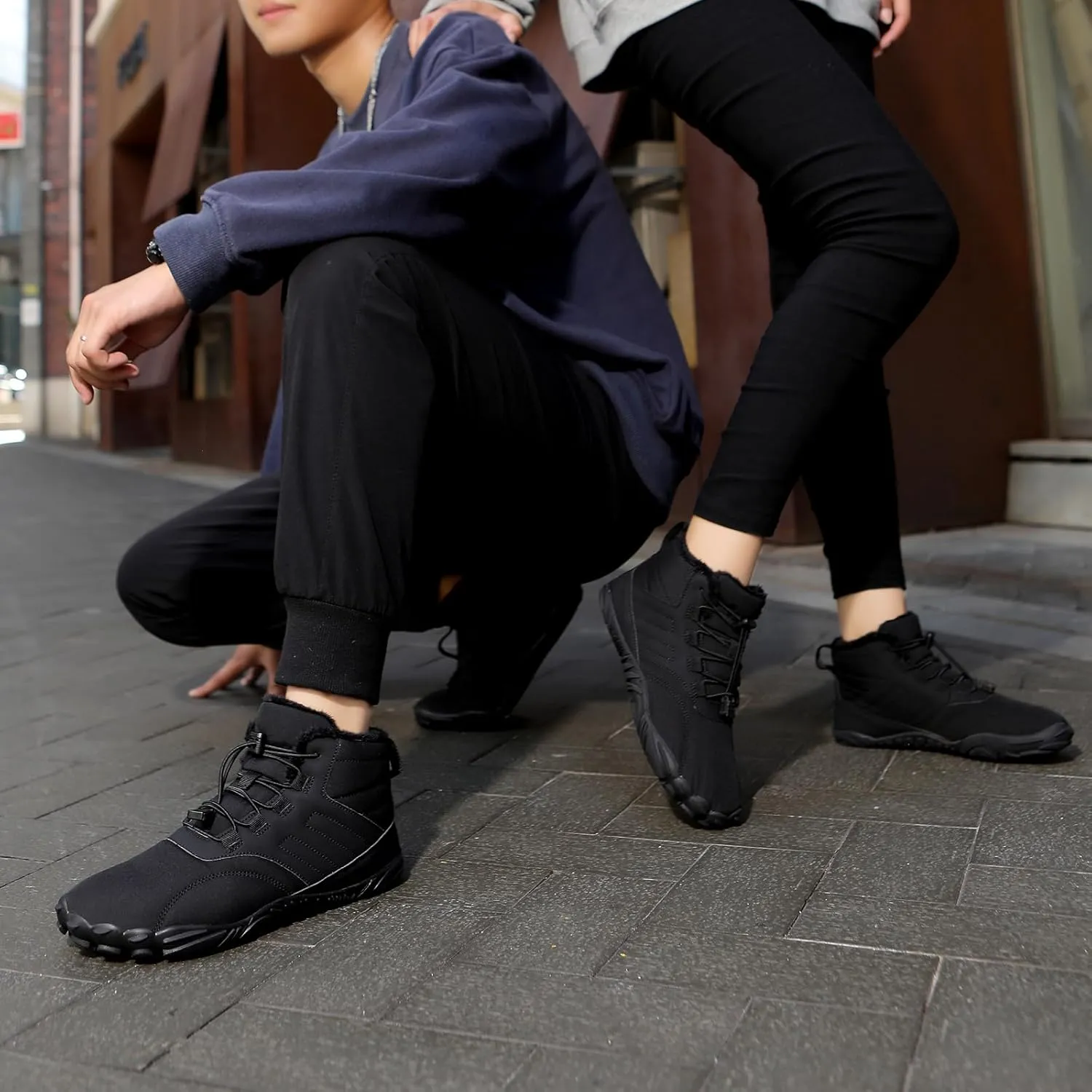 Winter Hike Barefoot Boots Womens,Minimalist Warm Zero Drop Snow Boot Slip On Barefoot Footwear Men Wide Waterproof hike barefoot shoes women