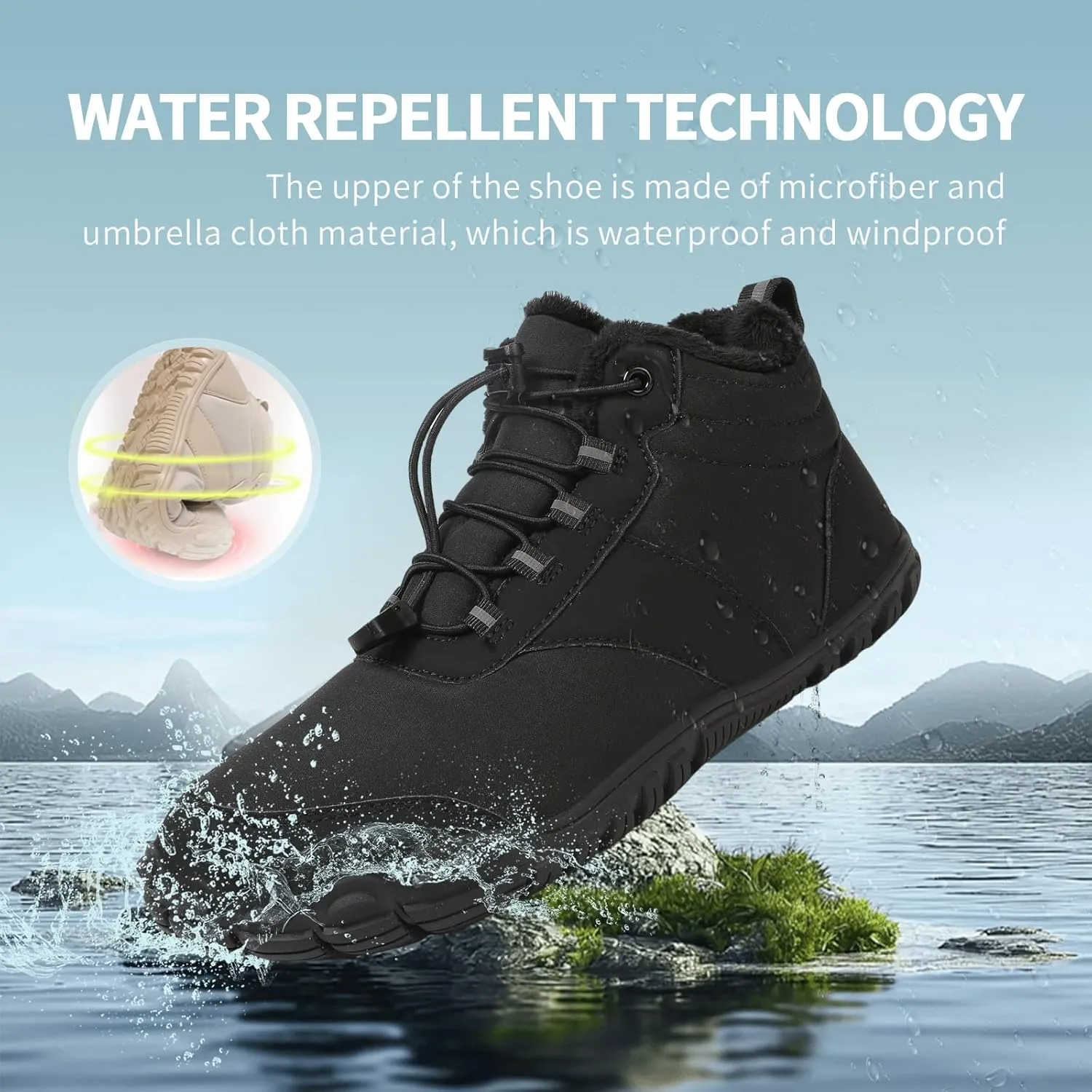 Winter Hike Barefoot Boots,Warm Zero Drop Snow Boot Slip On Barefoot Footwear - Minimalist Warm zero Drop, Non-Slip Snow Boots, Wide Fit Barefoot Boots for Women & Men