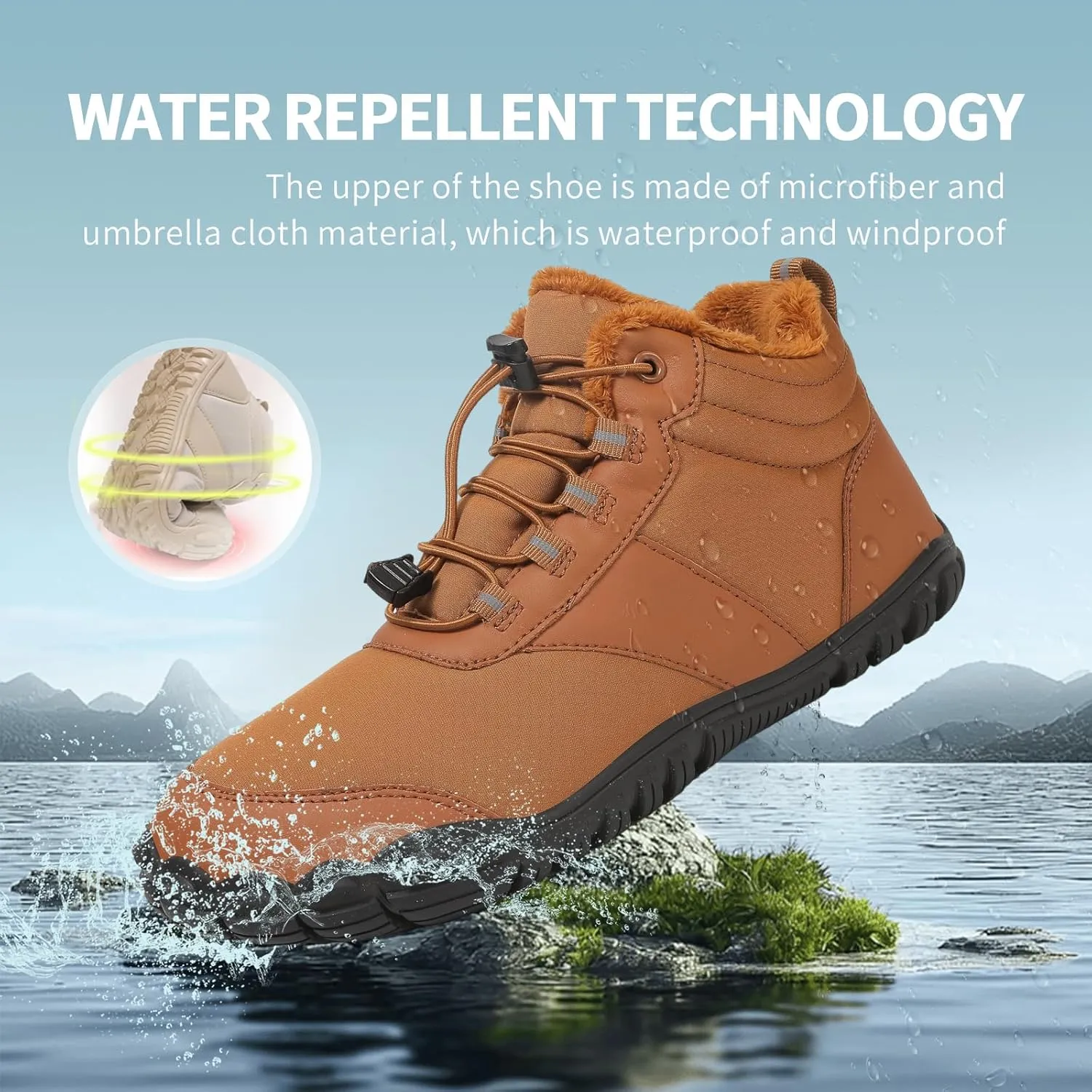 Winter Hike Barefoot Boots,Warm Zero Drop Snow Boot Slip On Barefoot Footwear - Minimalist Warm zero Drop, Non-Slip Snow Boots, Wide Fit Barefoot Boots for Women & Men