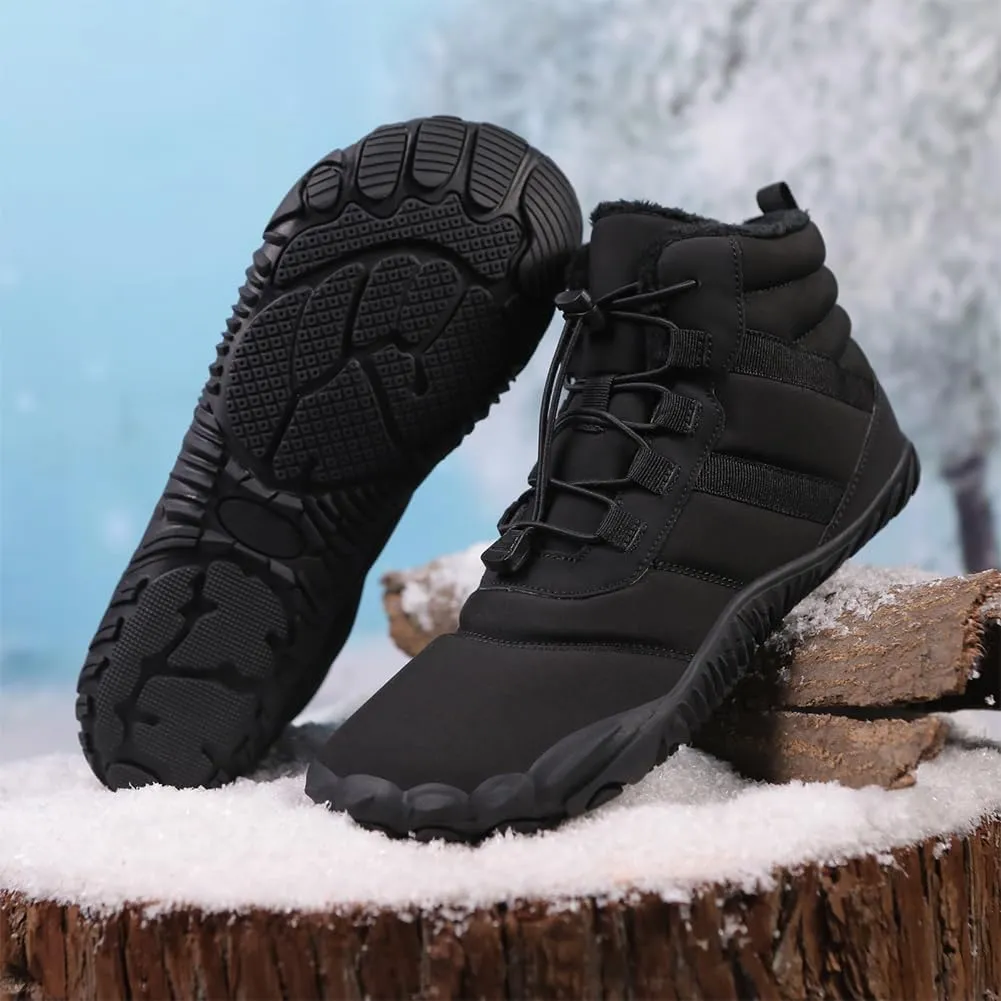 Winter Hike Barefoot Snow Boots Womens Men Minimalist Boots with Wide Toe Box Short Ankle Booties Anti-Slip Barefoot Zero Drop Boot Women for Walking Outdoor