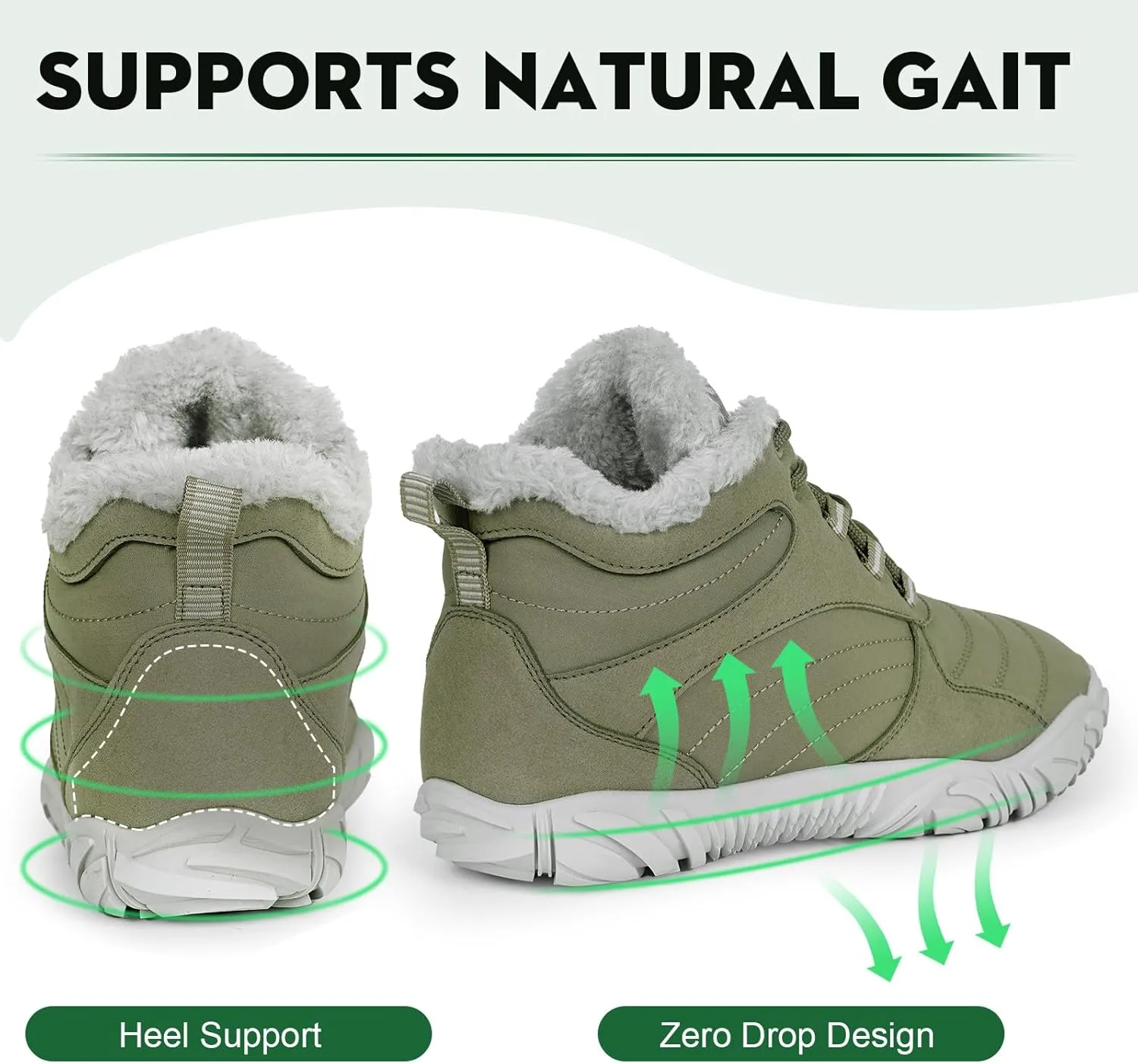 Winter Hike Barefoot Snow Boots Womens Men Minimalist Boots with Wide Toe Box Short Ankle Booties Anti-Slip Barefoot Zero Drop Boot Women for Walking Outdoor