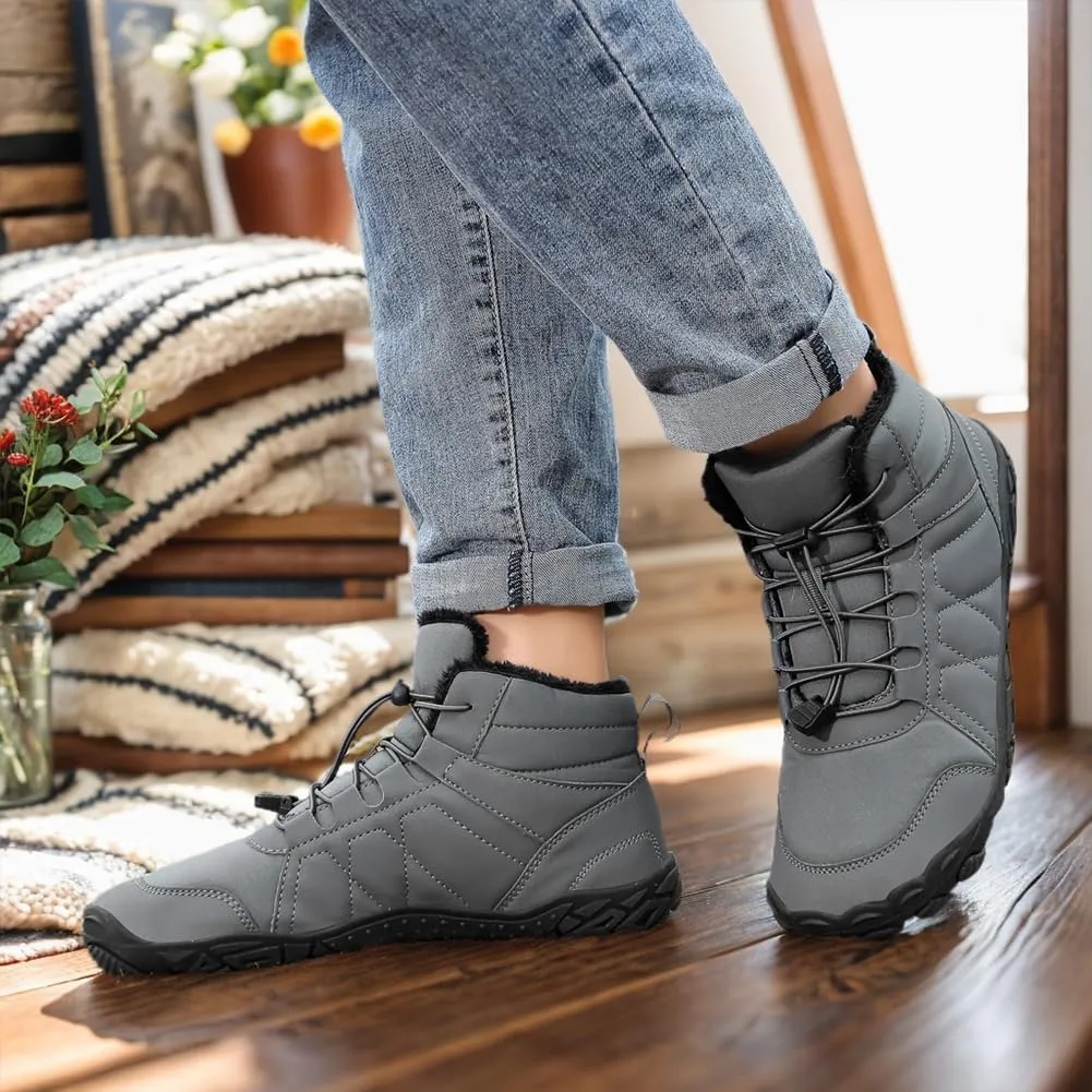 Winter Hike Barefoot Snow Boots Womens Men Minimalist Boots with Wide Toe Box Short Ankle Booties Anti-Slip Barefoot Zero Drop Boot Women for Walking Outdoor