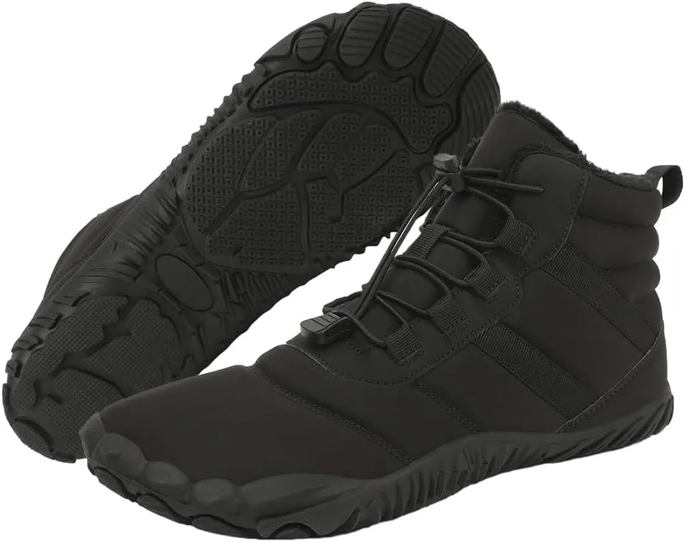 Winter Hike Barefoot Snow Boots Womens Men Minimalist Boots with Wide Toe Box Short Ankle Booties Anti-Slip Barefoot Zero Drop Boot Women for Walking Outdoor