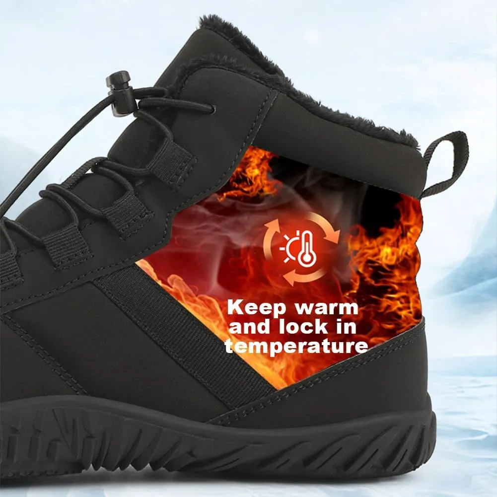 Winter Hike Barefoot Snow Boots Womens Men Minimalist Boots with Wide Toe Box Short Ankle Booties Anti-Slip Barefoot Zero Drop Boot Women for Walking Outdoor
