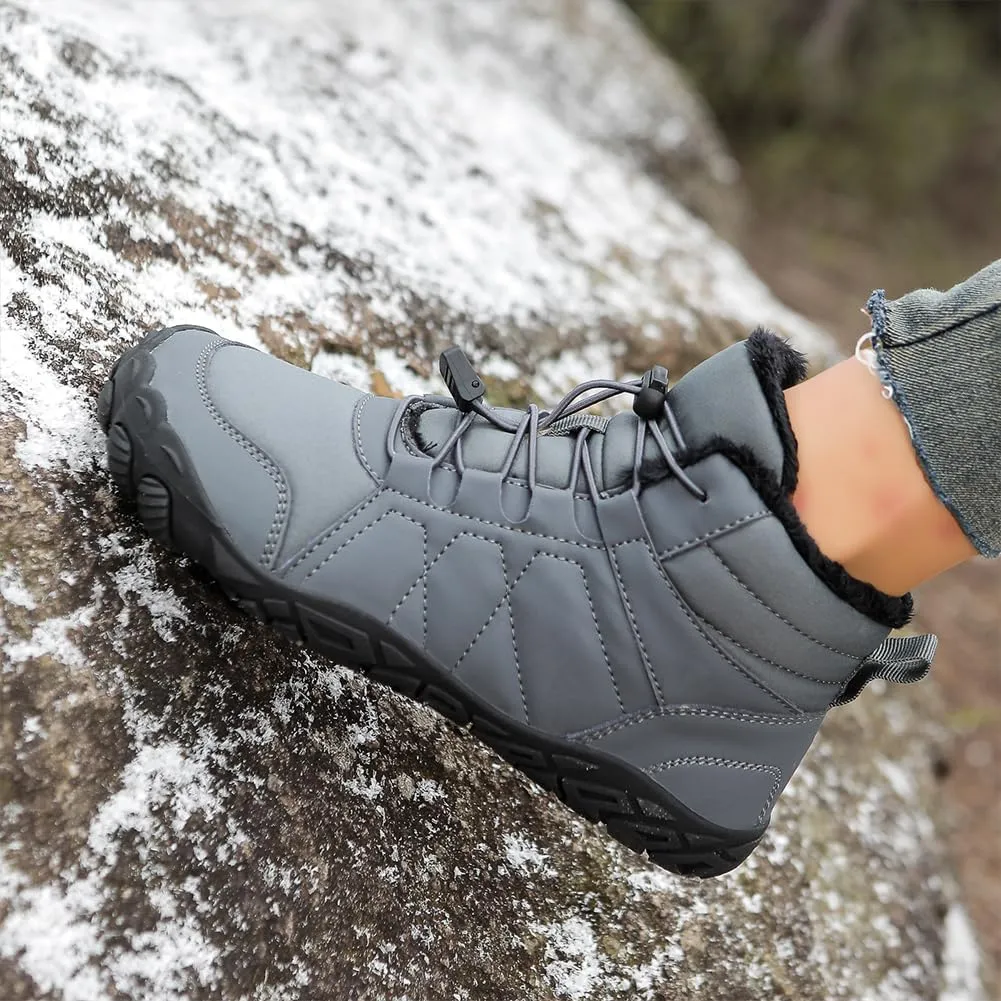 Winter Hike Barefoot Snow Boots Womens Men Minimalist Boots with Wide Toe Box Short Ankle Booties Anti-Slip Barefoot Zero Drop Boot Women for Walking Outdoor