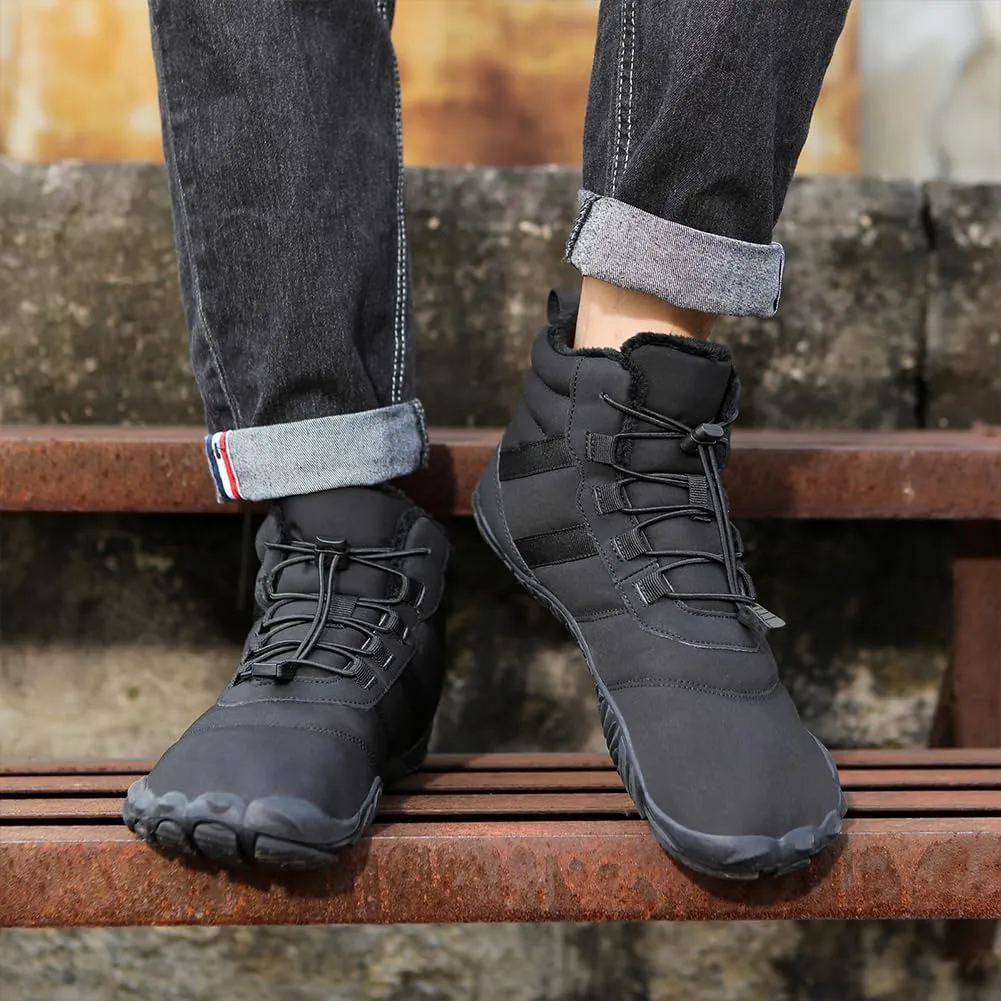 Winter Hike Barefoot Snow Boots Womens Men Minimalist Boots with Wide Toe Box Short Ankle Booties Anti-Slip Barefoot Zero Drop Boot Women for Walking Outdoor