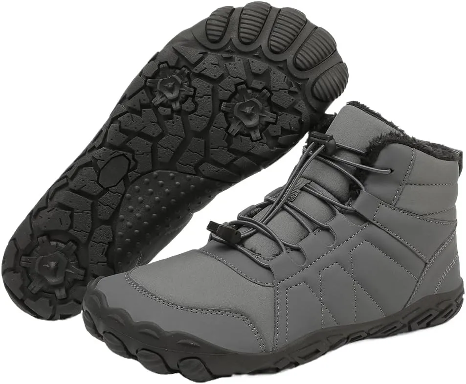 Winter Hike Barefoot Snow Boots Womens Men Minimalist Boots with Wide Toe Box Short Ankle Booties Anti-Slip Barefoot Zero Drop Boot Women for Walking Outdoor