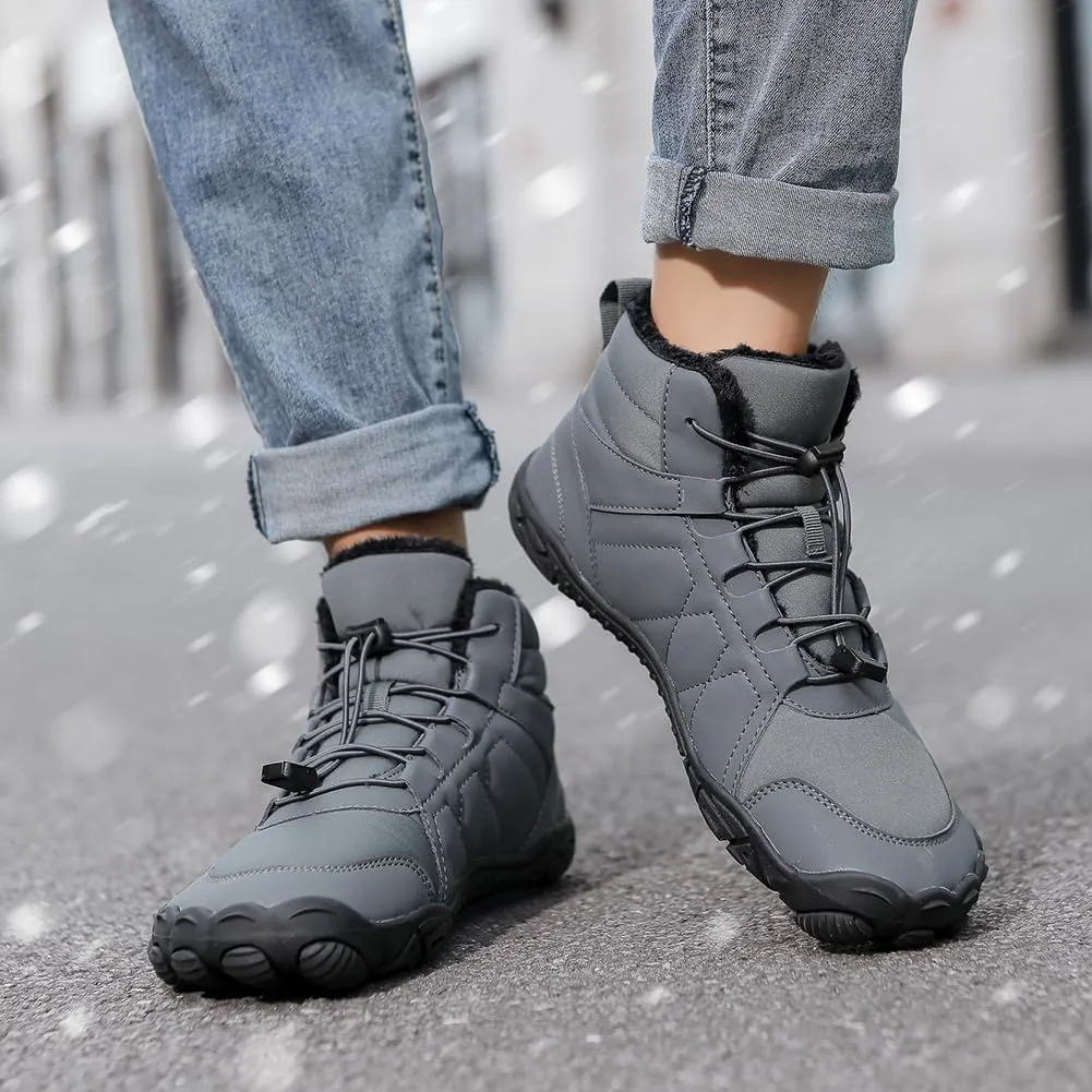 Winter Hike Barefoot Snow Boots Womens Men Minimalist Boots with Wide Toe Box Short Ankle Booties Anti-Slip Barefoot Zero Drop Boot Women for Walking Outdoor