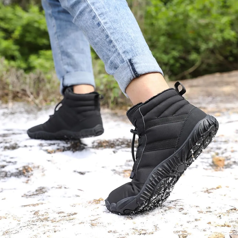 Winter Hike Barefoot Snow Boots Womens Men Minimalist Boots with Wide Toe Box Short Ankle Booties Anti-Slip Barefoot Zero Drop Boot Women for Walking Outdoor