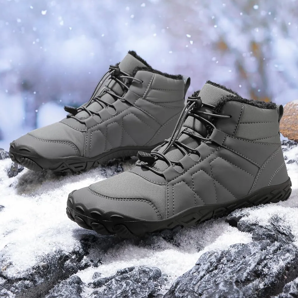 Winter Hike Barefoot Snow Boots Womens Men Minimalist Boots with Wide Toe Box Short Ankle Booties Anti-Slip Barefoot Zero Drop Boot Women for Walking Outdoor