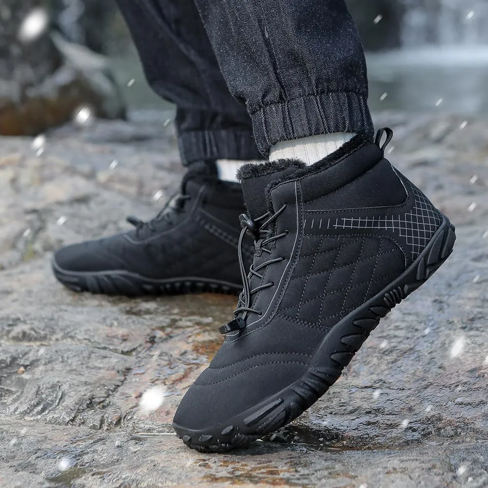 Winter Snow Boots for Women Men Hike Barefoot Shoes Minimalist Winter Snow Boots Zero Drop & Wide Toe Box & Waterproof Fur Lining Snow Booties Warm Hike Shoes