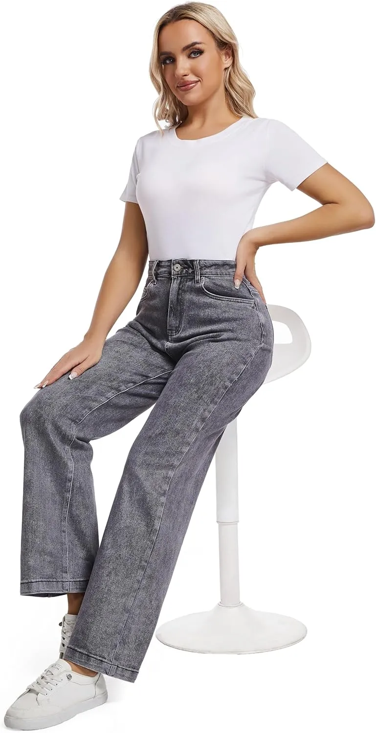 Women Jeans High Waist Trendy Tummy Casual Control Jeans Y2k Boyfriends Straight Jeans for Women
