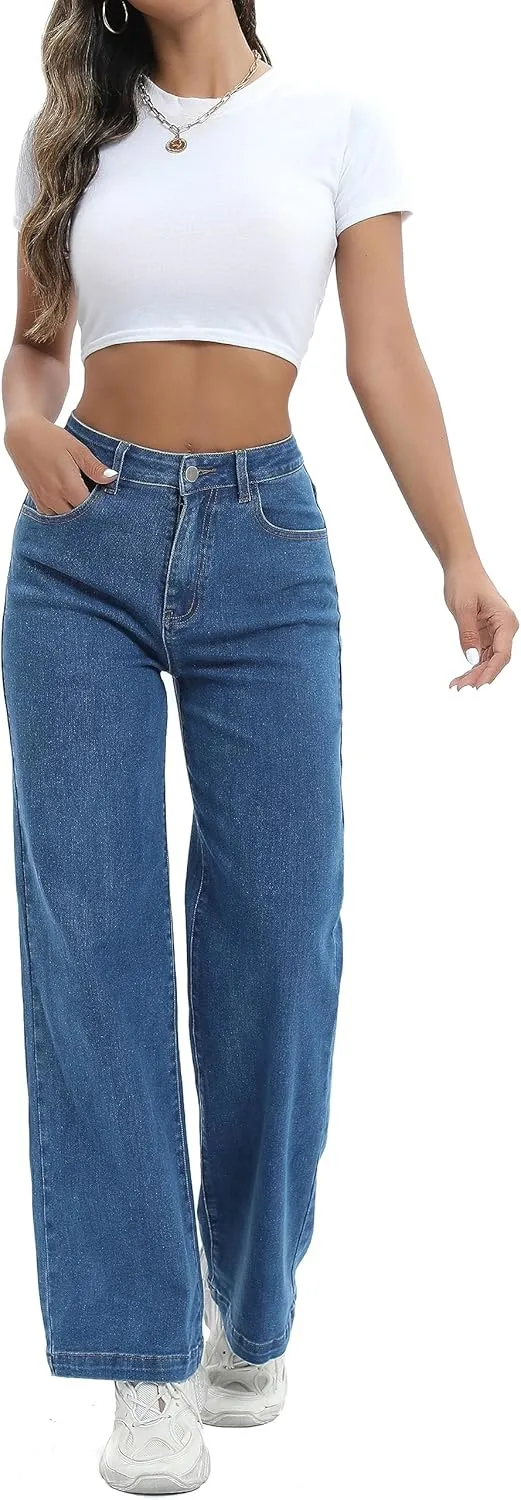 Women Jeans High Waist Trendy Tummy Casual Control Jeans Y2k Boyfriends Straight Jeans for Women