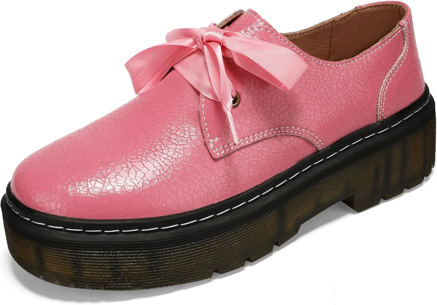 Women Lace-up Platform Chunky Loafers Classic Lug Sole Oxford Shoes Business Work Office Dress Shoes