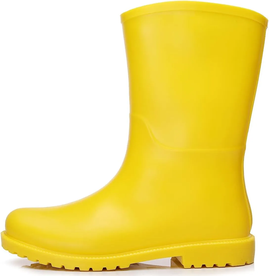 women mid calf rain boots Waterproof Garden Shoes Anti-Slipping Fashion Rubber Out Work rain Shoes
