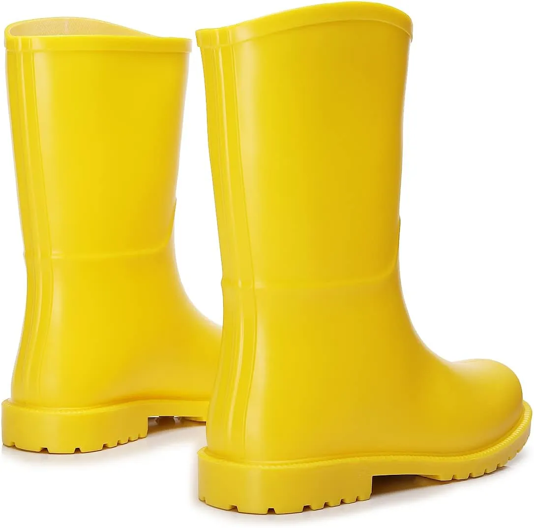 women mid calf rain boots Waterproof Garden Shoes Anti-Slipping Fashion Rubber Out Work rain Shoes