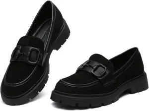 Women Penny Loafers Casual Hollow Out Slip On Chunky Platform Loafers Work Shopping Travel Shoes
