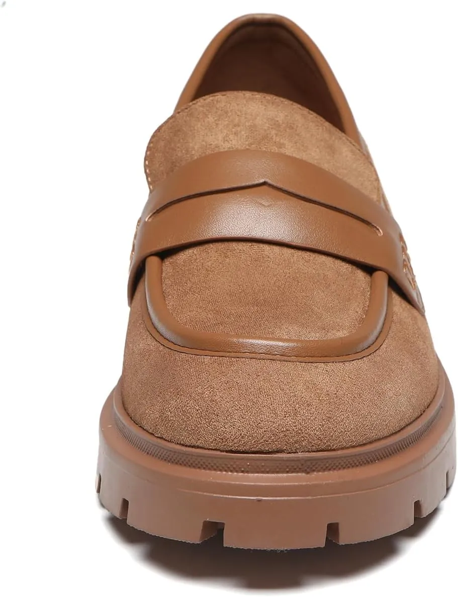 Women Penny Loafers Casual Hollow Out Slip On Chunky Platform Loafers Work Shopping Travel Shoes